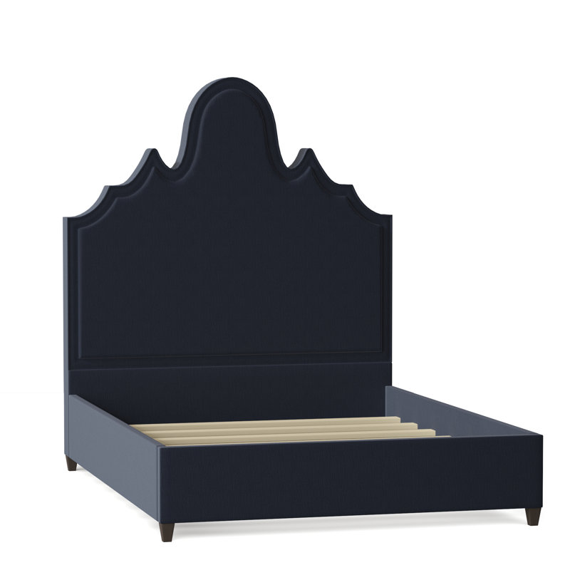 Amalie Upholstered Bed, Queen, Bella Black Performance Velvet, Brown Mahogany