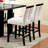 Set of 2 Chairs Black And White Leatherette Beautiful Padded Counter Height Chairs Slit Back Design Kitchen Dining Room Furniture