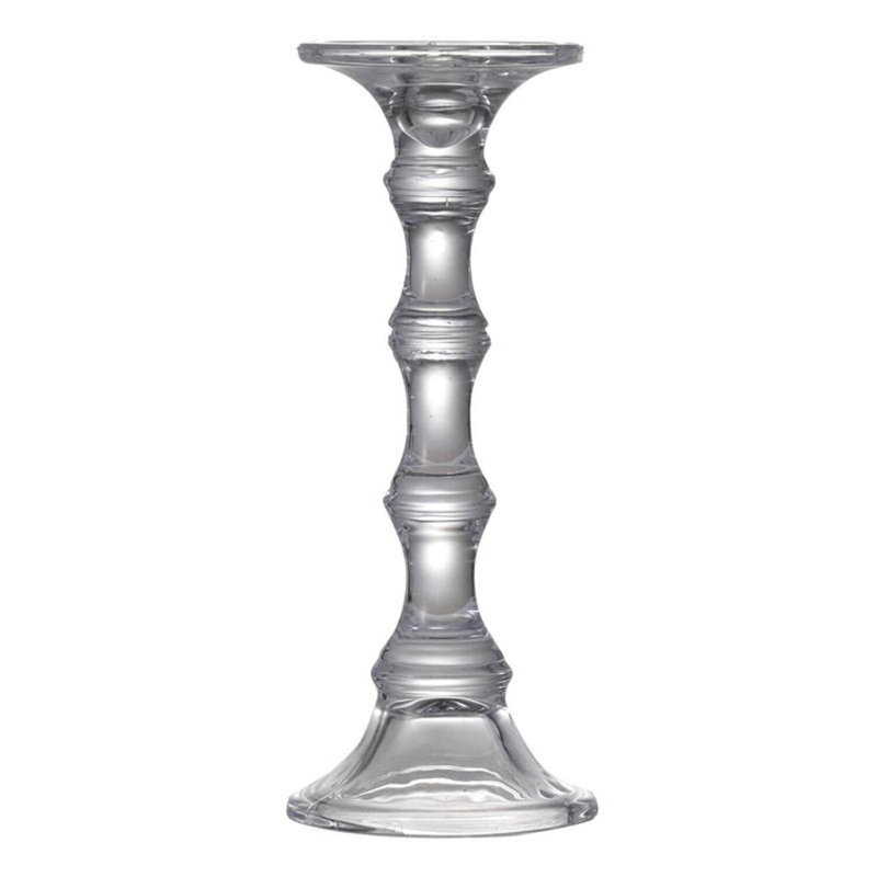 Glass Tabletop Candlestick, 12" H x 4.7" W x 4.7" D