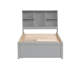 Structure de lit simple gris avec station de charge et 2 lits modernes sous le tiroir, finition et rangement-828662600