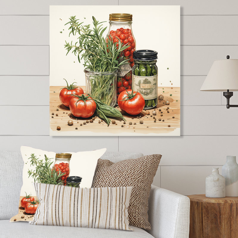 Ensemble d'herbes parfumées rouges et vertes I - épices, art mural en métal, H 36 po x l 36 po x P 1,5 po