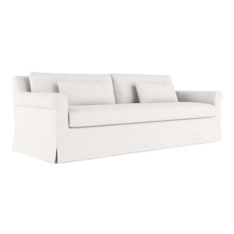 Canapé Ludlow, H 34 po x l 120 po x P 38 po, Ébène, Lin Box Weave blanc