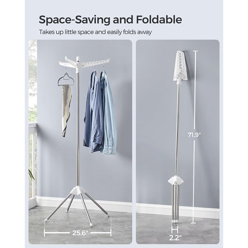 Séchoir à linge rotatif / parapluie, Blanc / argent