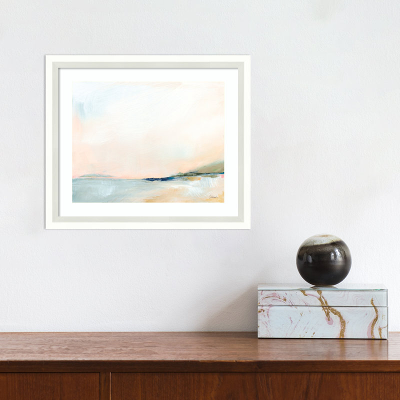 «Open Sky over Water» par Sue Schlabach - impression encadrée, L 13 po x H 11 po, Blanc