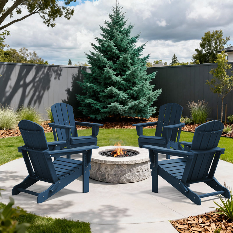 Chaise Adirondack pliable en PEHD Clitheroe, Bleu