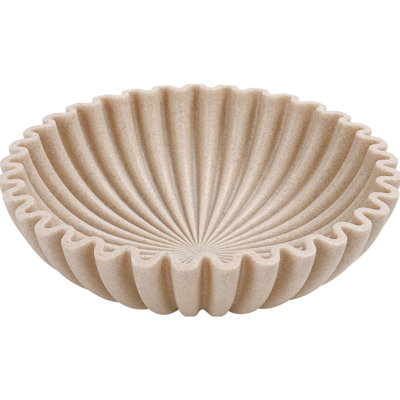 Grand bol décoratif à volants beige