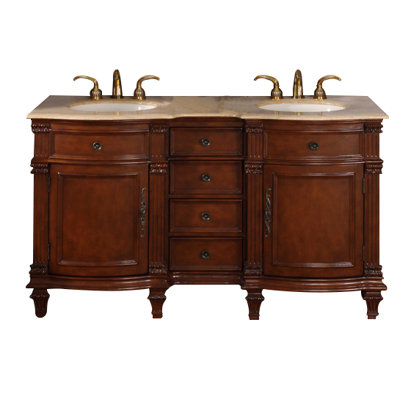 Hartell 60 " W Freestanding Standard Free Standing Single Double Vanity Bathroom Vanity With Stone Top