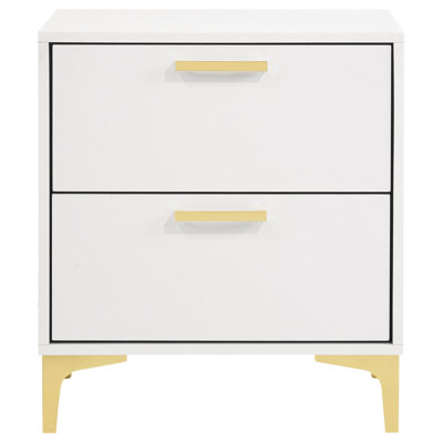 Modern Black And Gold Nightstand For Bedroom - 2 Drawer Storage Style With Abundant Drawers