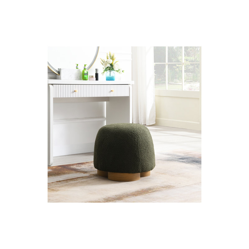 Repose-pieds rembourré en tissu doux entièrement rembourré, Vert olive