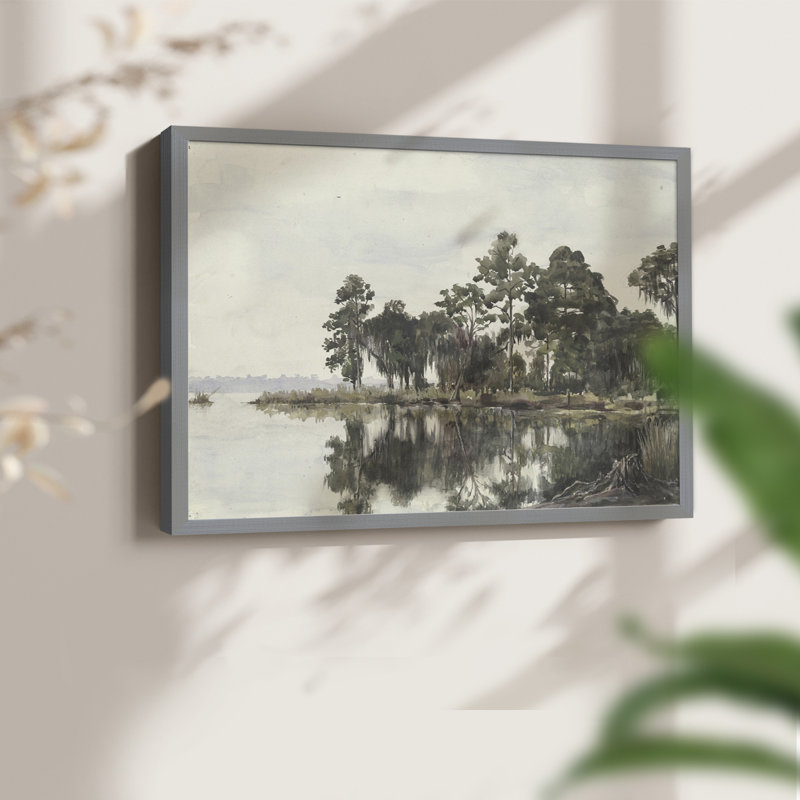 Paysages rétro-CCLIV - reproduction encadrée, H 11 po x l 14 po, Gris