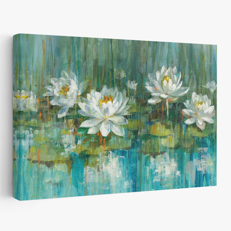 Motif floral abstrait - nénuphar V2, H 40 po x l 60 po