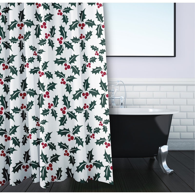 Holly Bush Shower Curtain, Christmas Green