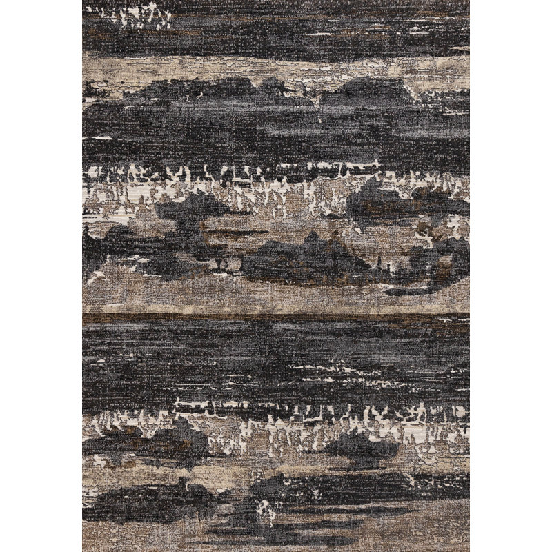 Tapis abstrait gris et noir 5 pi x 8 pi