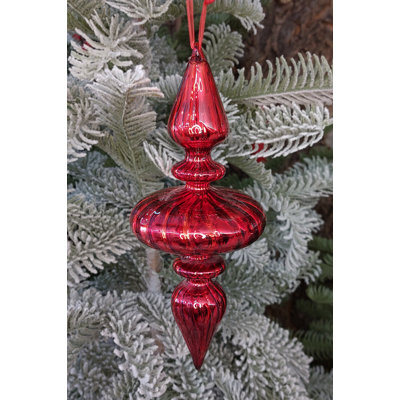 Ornement en verre rouge torsadé F07M10-1