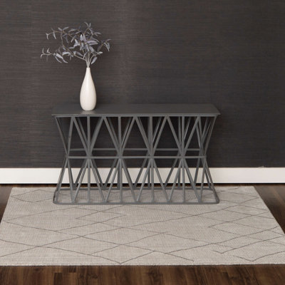 Tapis géométrique fait à la main gris