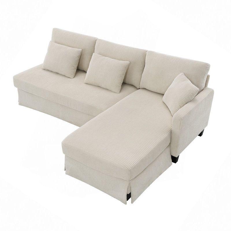 2 - Piece Corduroy Sectional, Beige Corduroy