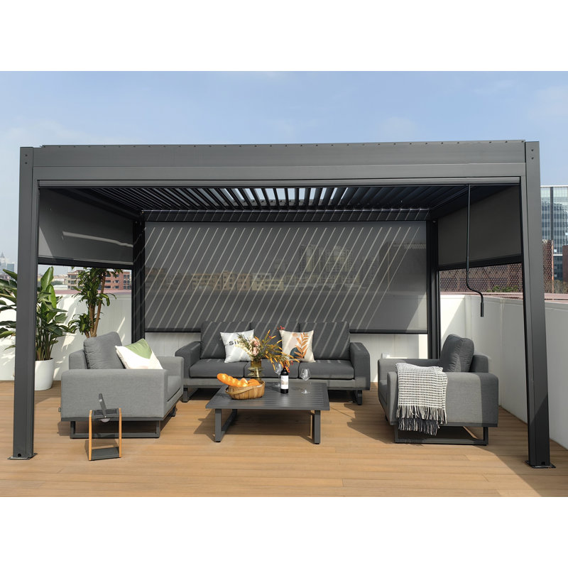 4 x 4 m Aluminium Pergola and 3 Side Curtains