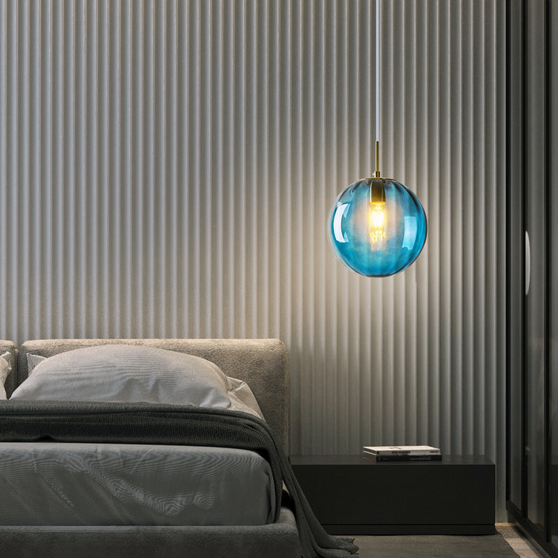 Glass Pendant Lights Kitchen Island Globe Pendant Light Fixtures For Bedroom Living Dining Room, 70.87" H x 9.84" W x 9.84" D