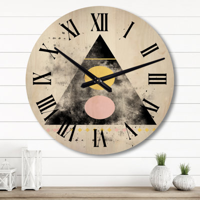 Transcendence Retro Triangular Minimal I - Modern Geometric Oversized Wood Wall Clock