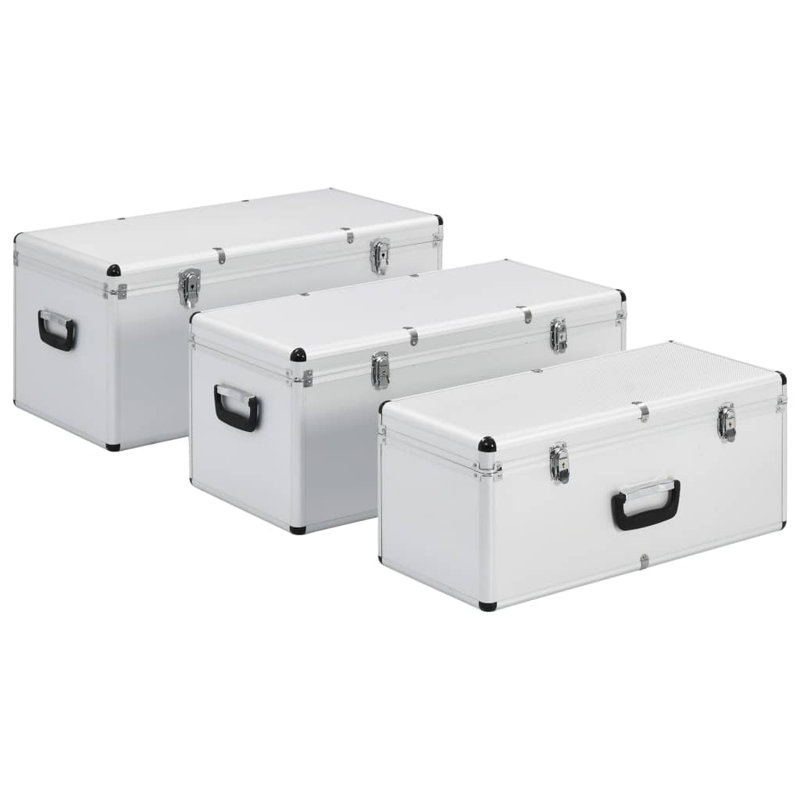 3 Piece Toolbox Set, Silver