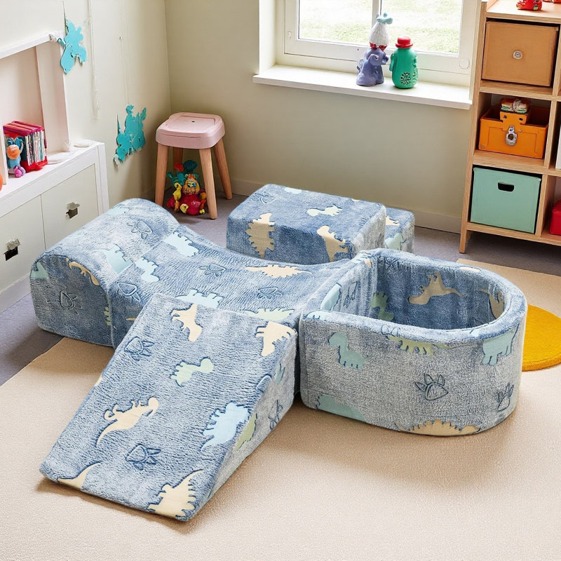 Compression Modular Play Couch, 5-In1 Modular Sectional Playing Sofa, Versatile Sofa For Playroom Bedroom, Convertible Foam And Floor Cushion