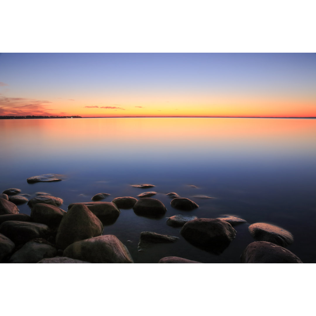 Strand Sonnenuntergang Nachglühen von Orchidpoet - Leinwandbild