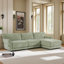 Canapé modulaire de 110 po en forme de L avec coussin de siège extra large, chargeur USB et de type C, conception d'accoudoir pétale, mousse haute densité, repose-pieds à mouvement libre, structure en bois-114346544