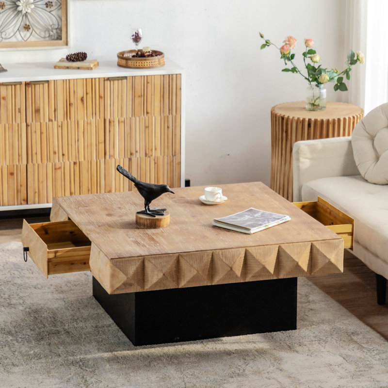Table basse avec rangement Ekaterini, H 18,3 po x L 41,33 po x l 41,33 po