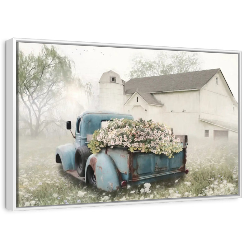 Pleine de fleurs, Cadre flottant blanc, 43 po x 29 po
