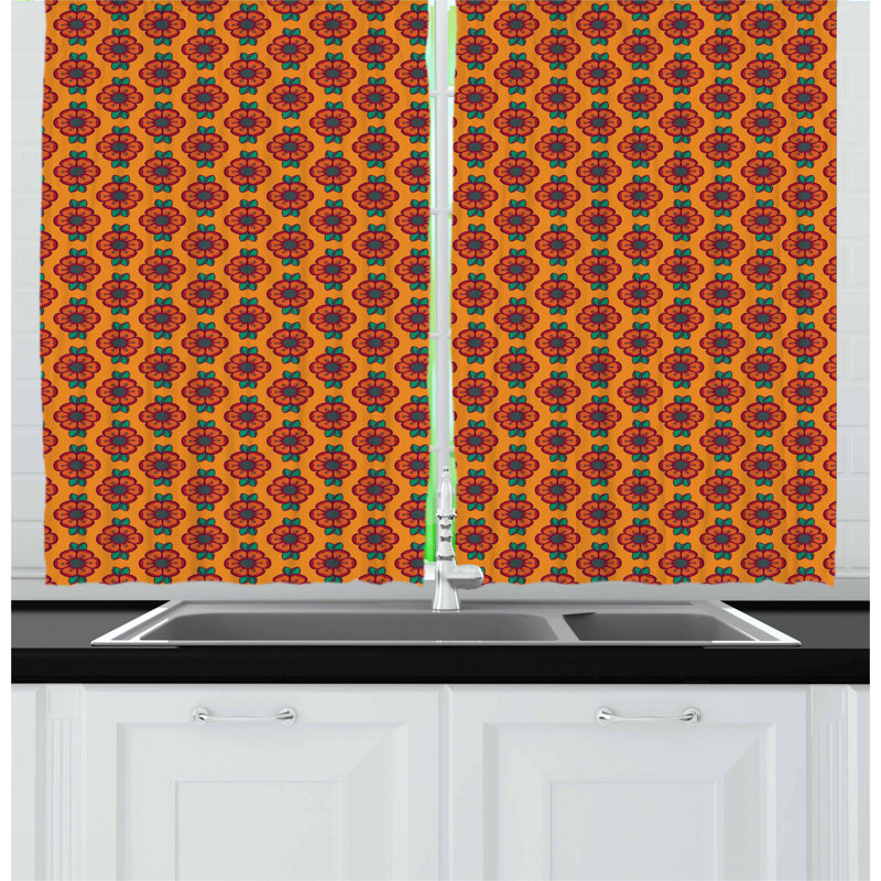 Floral Tailored Kitchen Curtain
