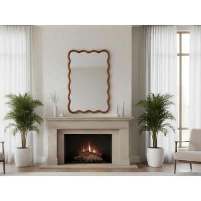 Wavy Rectangle Solid Wood Frame Decorative Mirror,For Bedroom, Bathroom, Living Room, Entryway