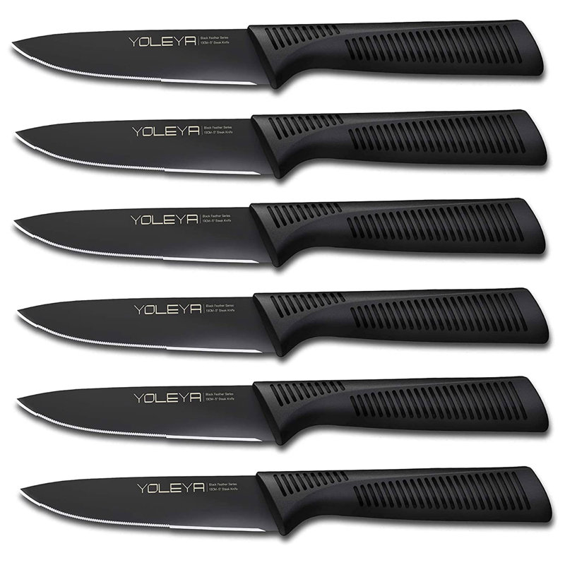 Couteaux à steak anti-rouille en acier inoxydable 4,5 po YOLEYA, ensemble de 6