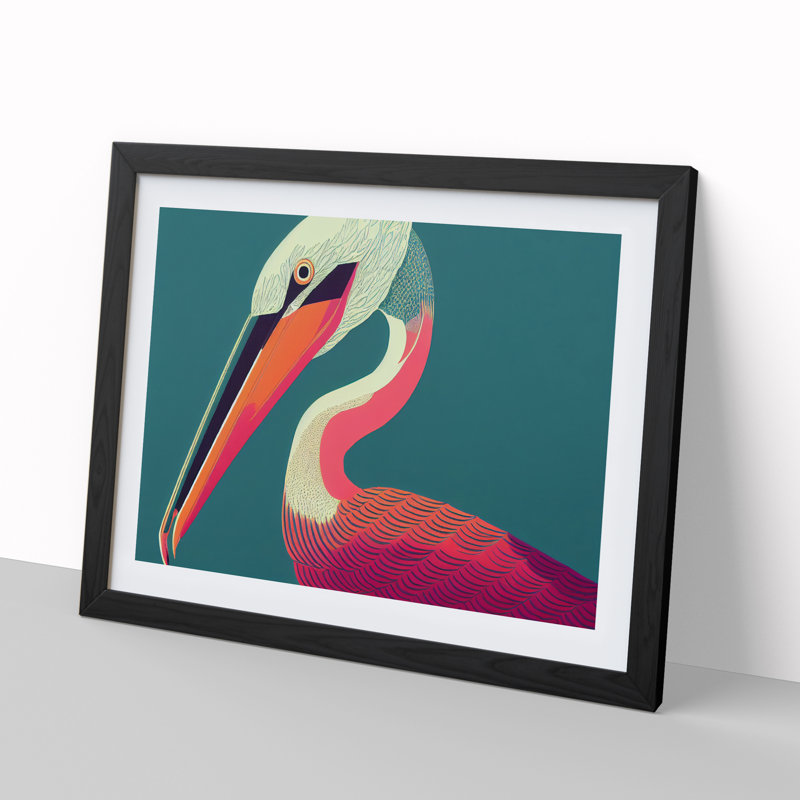 XH1022-6153X Modern Pelican Abstract - Single Picture Frame Print, 46cm H x 64cm W x 2cm D, Black