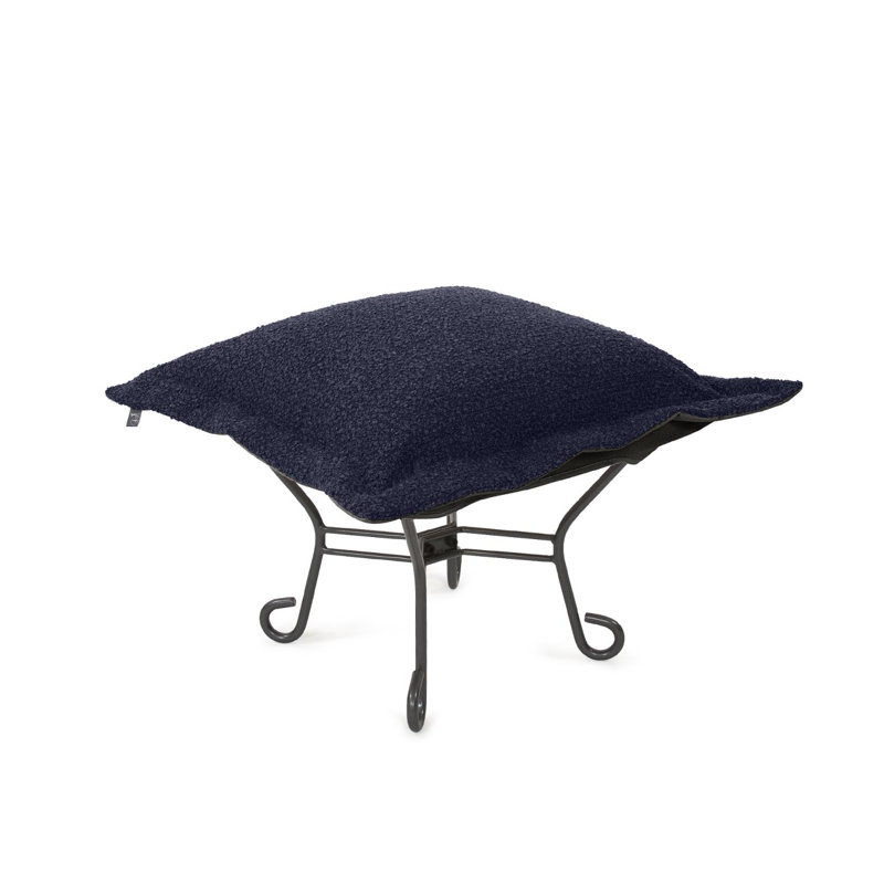 Repose-pieds Scroll Puff Titane - Barbet chocolat / naturel, Bleu