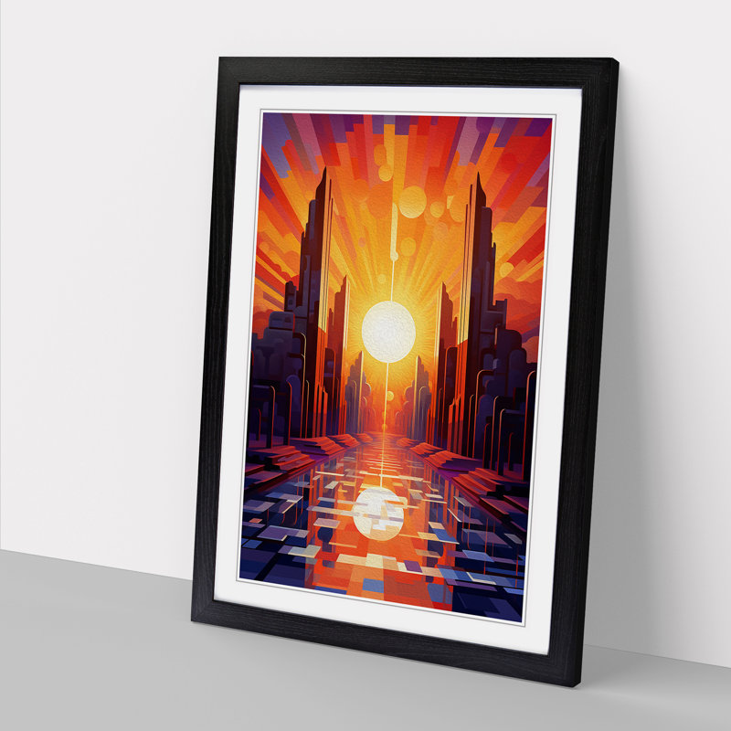 Single Picture Frame Print on Wood, 46cm H x 34cm W, Black Framed