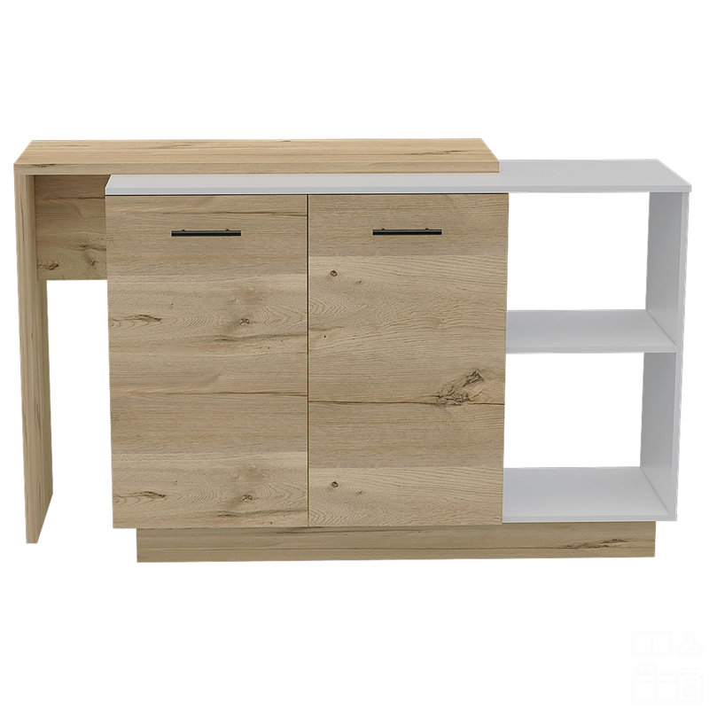 Kitchen Island, White/Natural