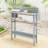 Outdoor Bar Table with Built-in Footrest, Slatted Top, Grey