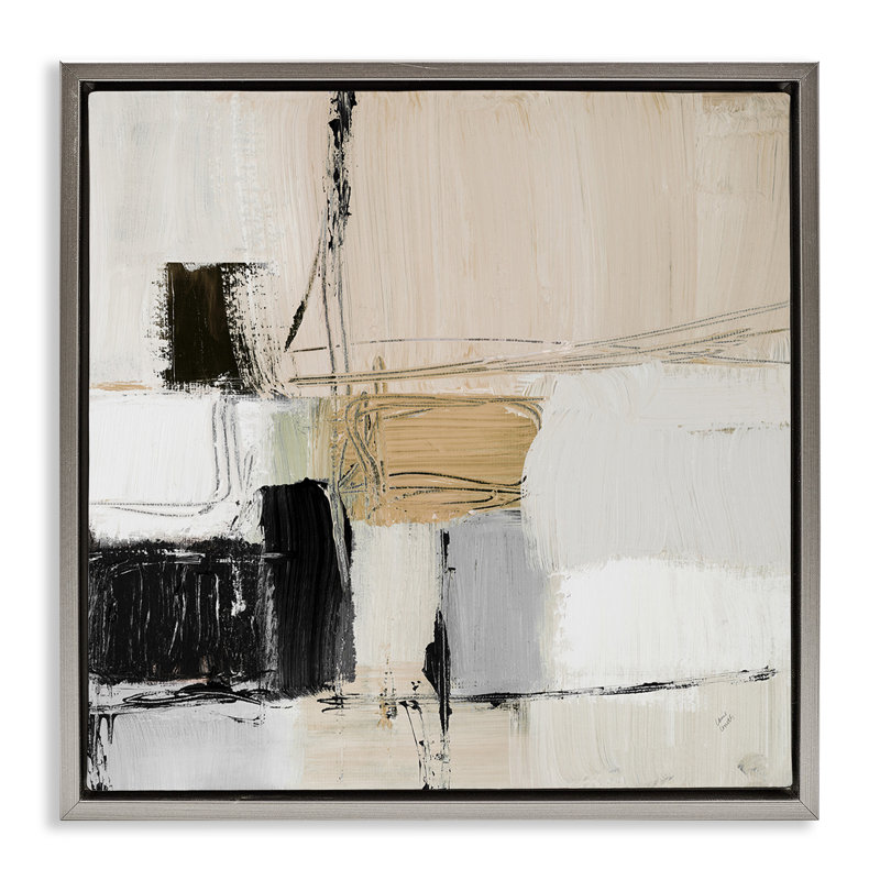 «Beige Black Organic Collage» par Lanie Loreth, Cadre flottant gris lustré, H 18 po x l 18 po x P 1,7 po