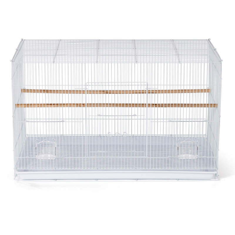 White Metal Flight Bird Cage with Wooden Perches