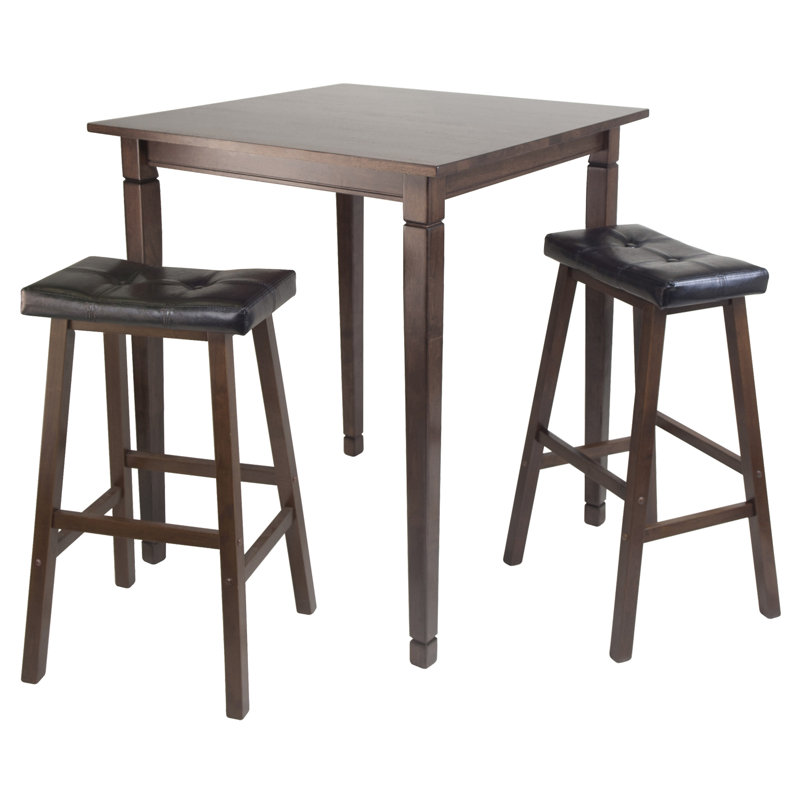 Ensemble de salle à manger à hauteur de comptoir en bois massif 3 pièces Sova