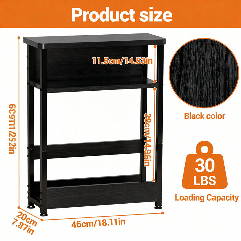 18.11cm W Metal Bedside Table, Black