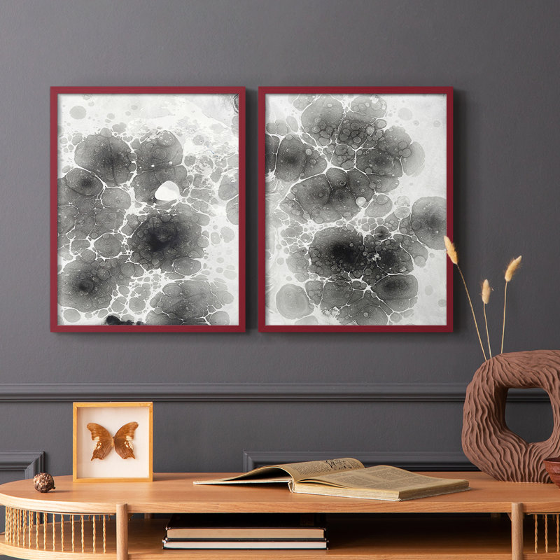 Impression encadrée Marble I-Premium - prête à être accrochée - aucun clou requis - aucun clou requis, Rouge