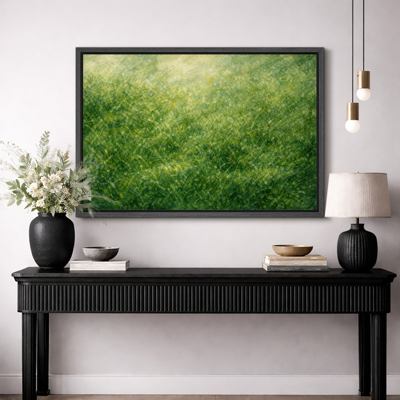 «Abstract Green Meadow Landscape», sérénité, photos de salon, impression sur toile encadrée, H 16 po x l 24 po x P 1,5 po