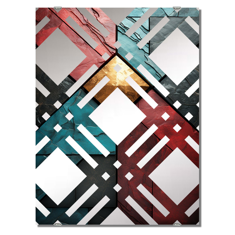 Sil - Miroir mural décoratif à carreaux abstraits MIR137409, 40 po x 30 po
