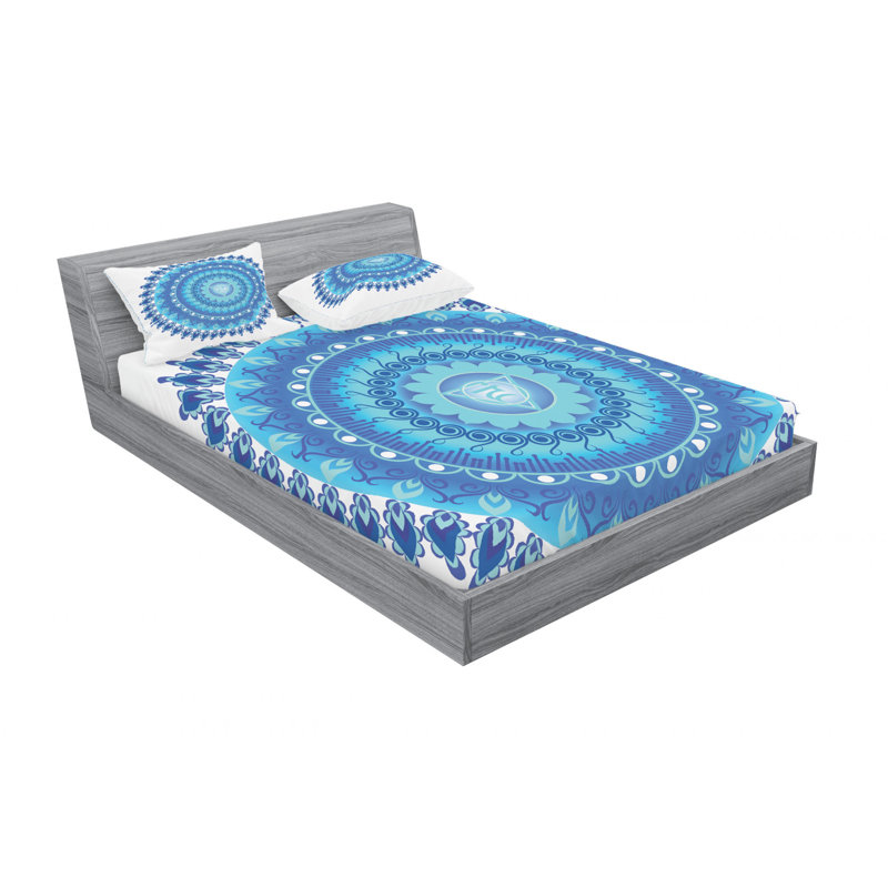 Microfiber Patterned Fitted Sheet, Queen Fitted Sheet with 2 Pillowcases