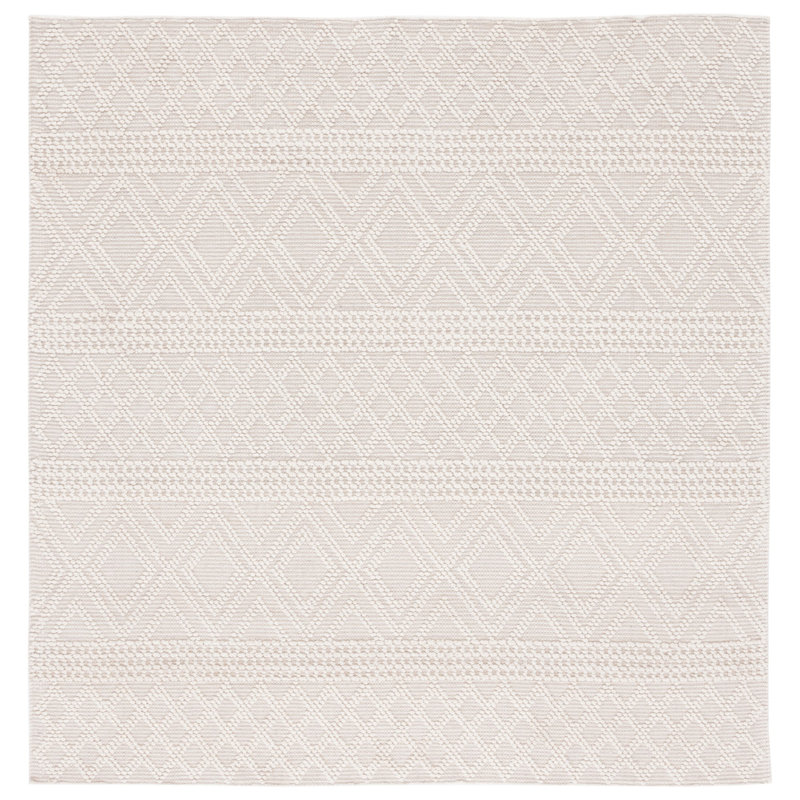 Tapis ivoire en laine / coton tissé à la main Hayhurst, Carré 3 pi