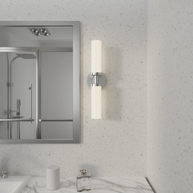 Éclairage pour salle de bain 2 lumières à intensité variable avec abat-jour en verre transparent Arhna, Blanc, Nickel