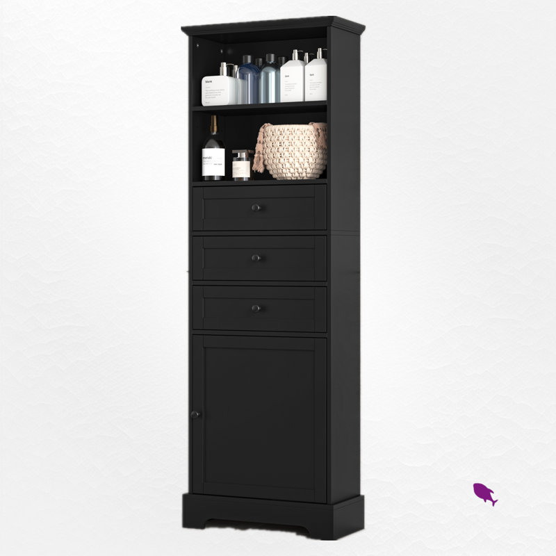 Armoire de salle de bain autoportante, Noir, noir, noir, noir