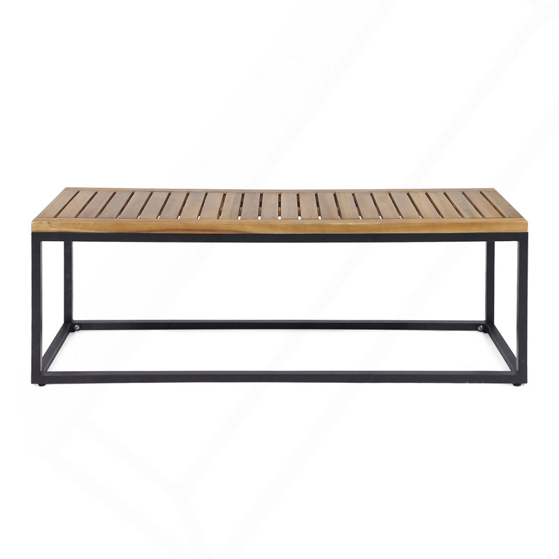 Banc industriel en bois et métal, Brun