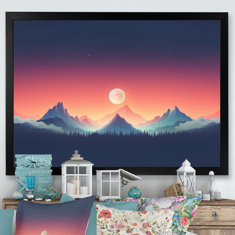 " Minimalist Sunset III ", 24" H x 32" W x 1" D, Black Single Picture Framed